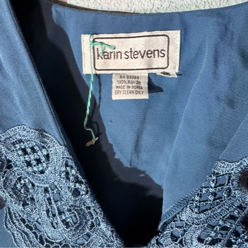 Karin Steven’s // vintage pale blue lace collar shirt dress size 16 mar1 - Picture 5 of 7